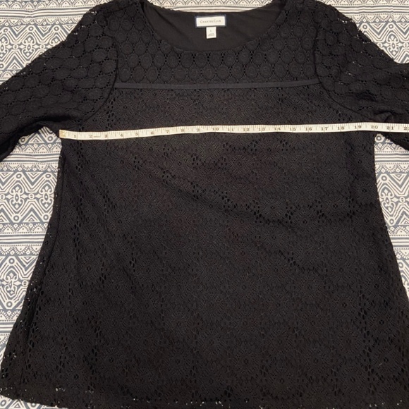 Charter Club Black Floral Crochet Lace Blouse – Size Large - Picture 5 of 6